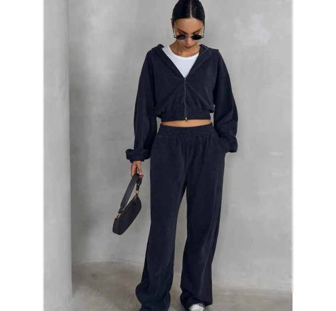 Comfortable spring women's corduroy tracksuit in various colors (Sizes 42-52)