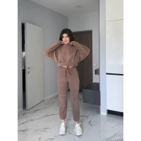 Стильный женский теплый костюм:бомбер и штаны в разных цветах из двустороннего флиса 8055-3 (91)