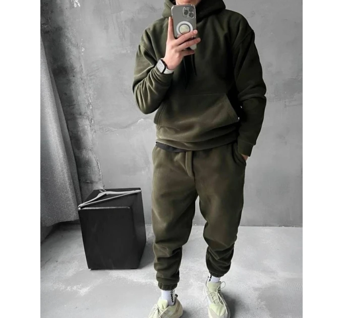 Спортивный мужской костюм теплый из двухстороннего флиса (48-52)