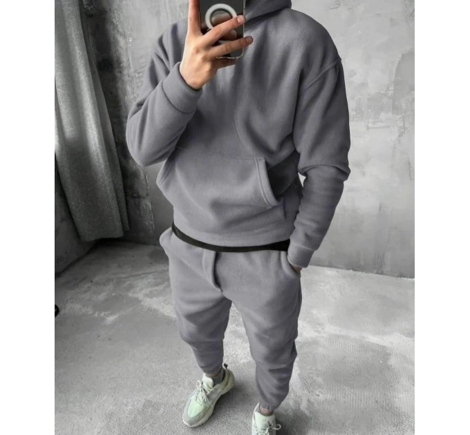 Спортивный мужской костюм теплый из двухстороннего флиса (48-52)