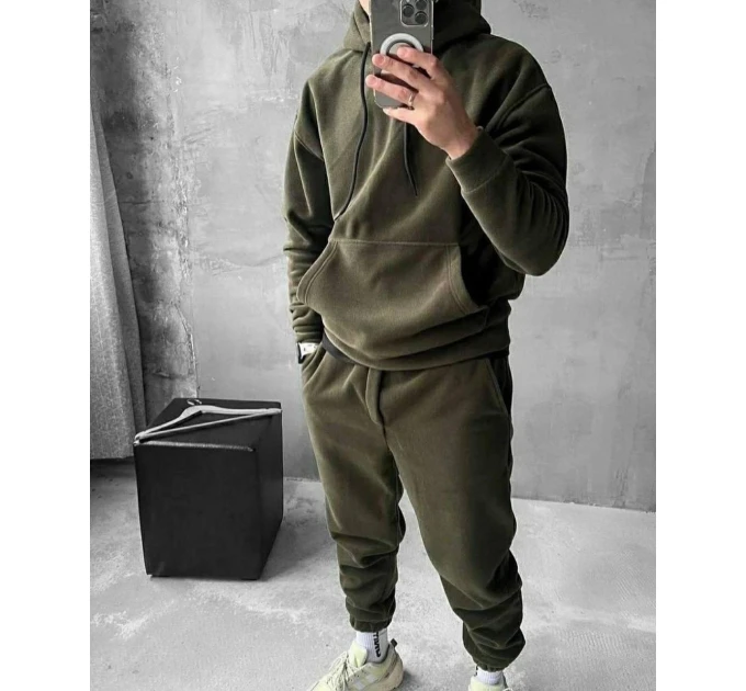 Спортивный мужской костюм теплый из двухстороннего флиса (48-52)