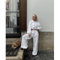 Женский костюм свободного кроя укороченное худи на молнии & прямые спортивные брюки 1291-2 (25)