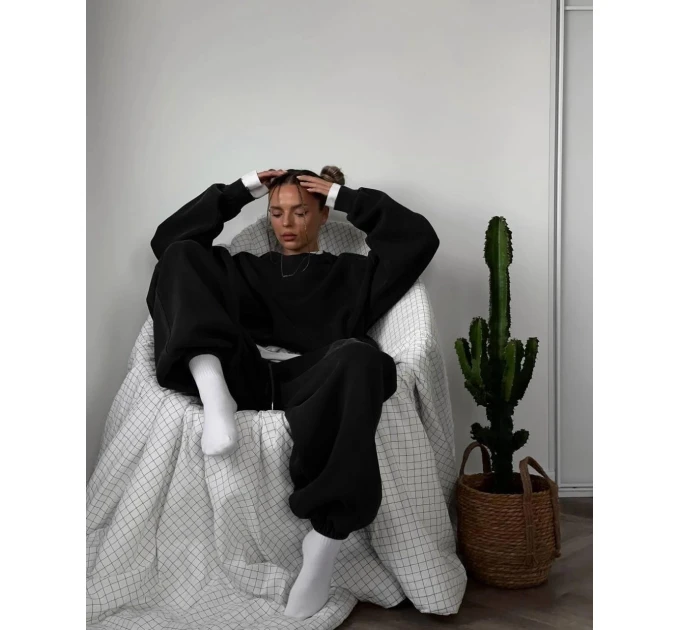 Стильный спортивный женский спортивный костюм оверсайз кроя