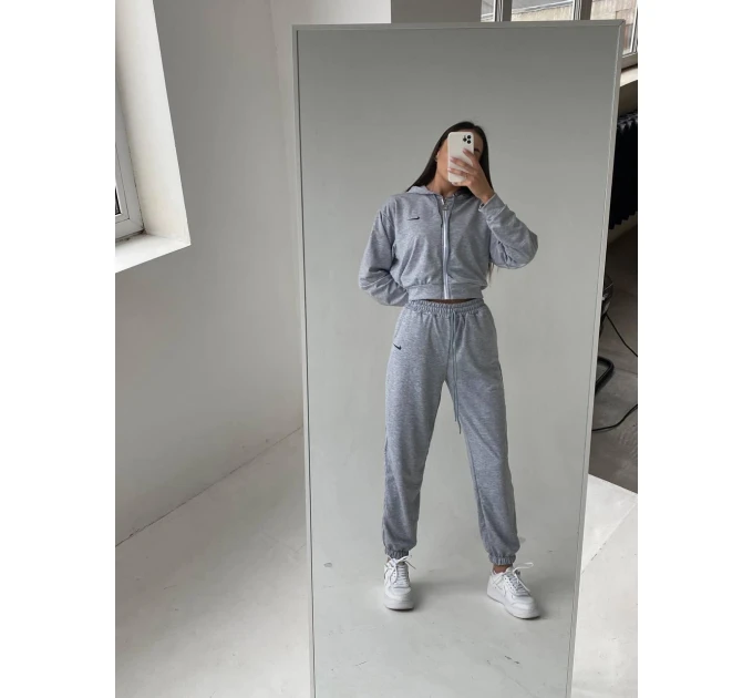 Стильний жіночий спортивний костюм NIKE двонитка (худі+джогери)