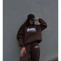 Женский костюм оверсайз «LA» на флисе в разных цветах 2329-2 (37)