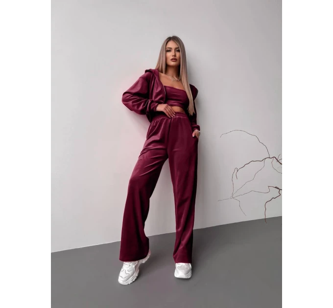 Trendy velour women's tracksuit, two-piece, large color palette