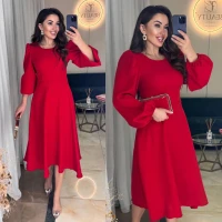 Нежное праздничное женское платье миди из костюмки 5582-1 (61)