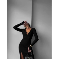 Елегантна жіноча сукня міді з виразним розрізом 713 (71)