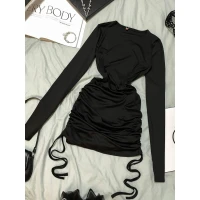 Стильна чорна жіноча сукня з затяжками з боків 2335 (37)