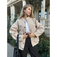 An incredibly cool women's bomber jacket made of trendy soft fabric in basic autumn colors! #198 (42)